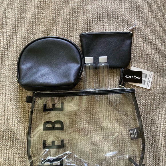 ☘️NWT! BEBE BLACK/CLEAR MULTI PACK COSMETIC BAGS - Picture 2 of 3